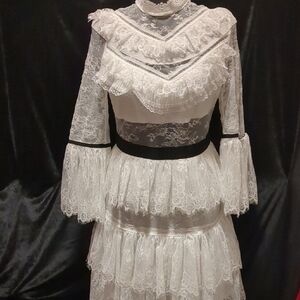 Self-Portrait White Lace Long Sleeve Dress